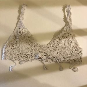 Crochet white bralette